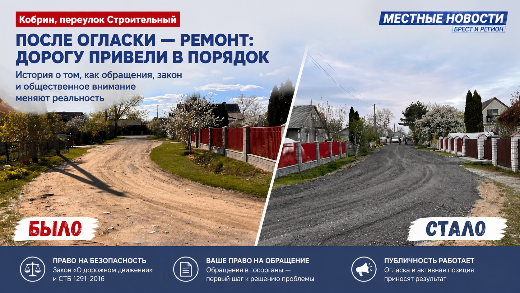 Жители Кобрина добились ремонта дороги, но…